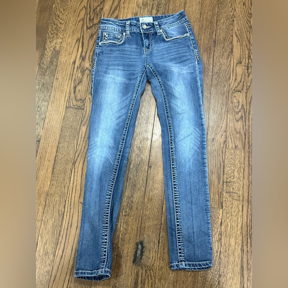 Slim Fit Blue Denim Jeans with Distressed Look